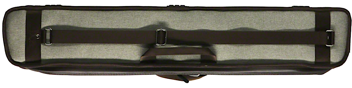 Lucasi Duo 3x5 cue case back view with padded shoulder strap