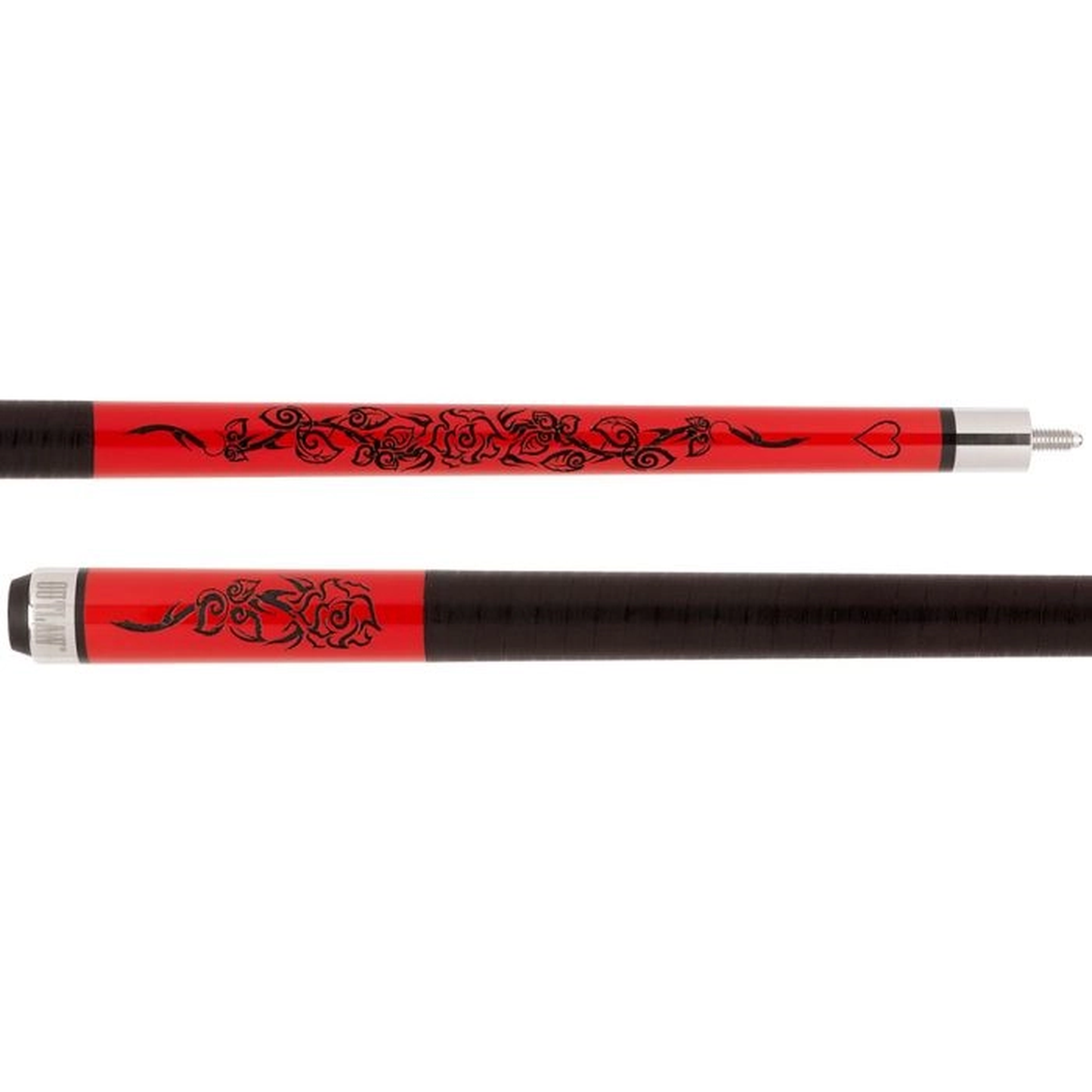 Outlaw Red Rose Pool Cue - Western Rose Design
