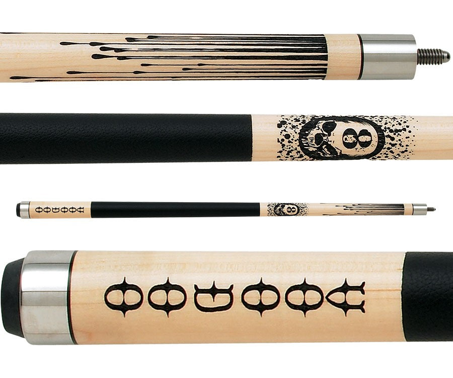 Voodoo VOD08 Pool Cue - Bone and Dripping Blood Design