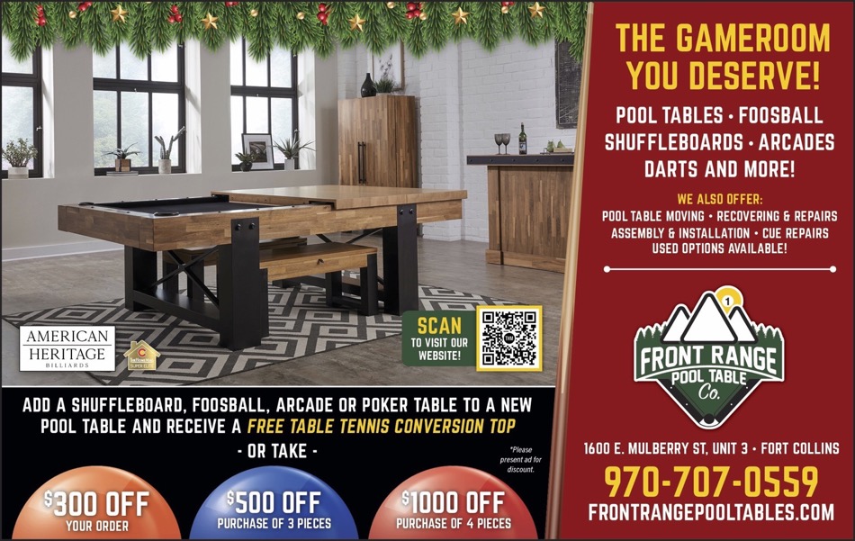 Pool Table Specials and Billiards Inventory Front Range Pool Table