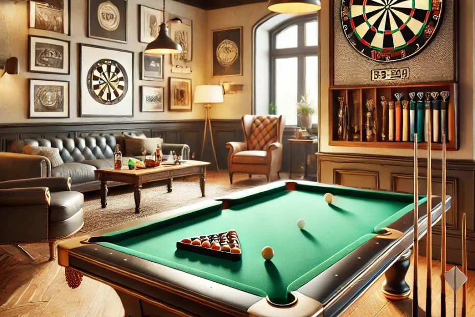 Pool-Table-and-Dart-Board-in-a-Room