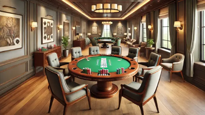 round-poker-table-in-a-well-decorated-room